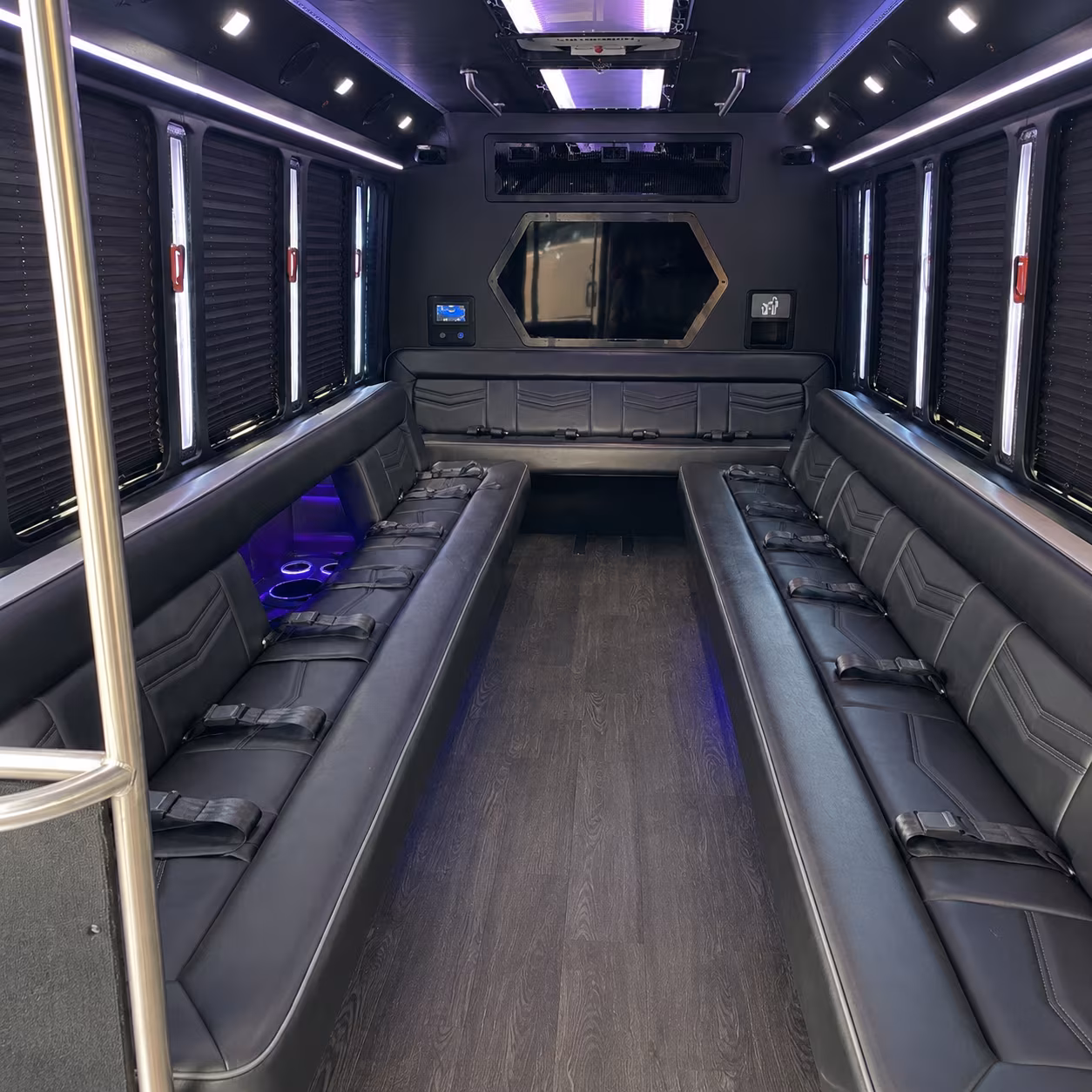 gainesville 18 passenger party bus interior