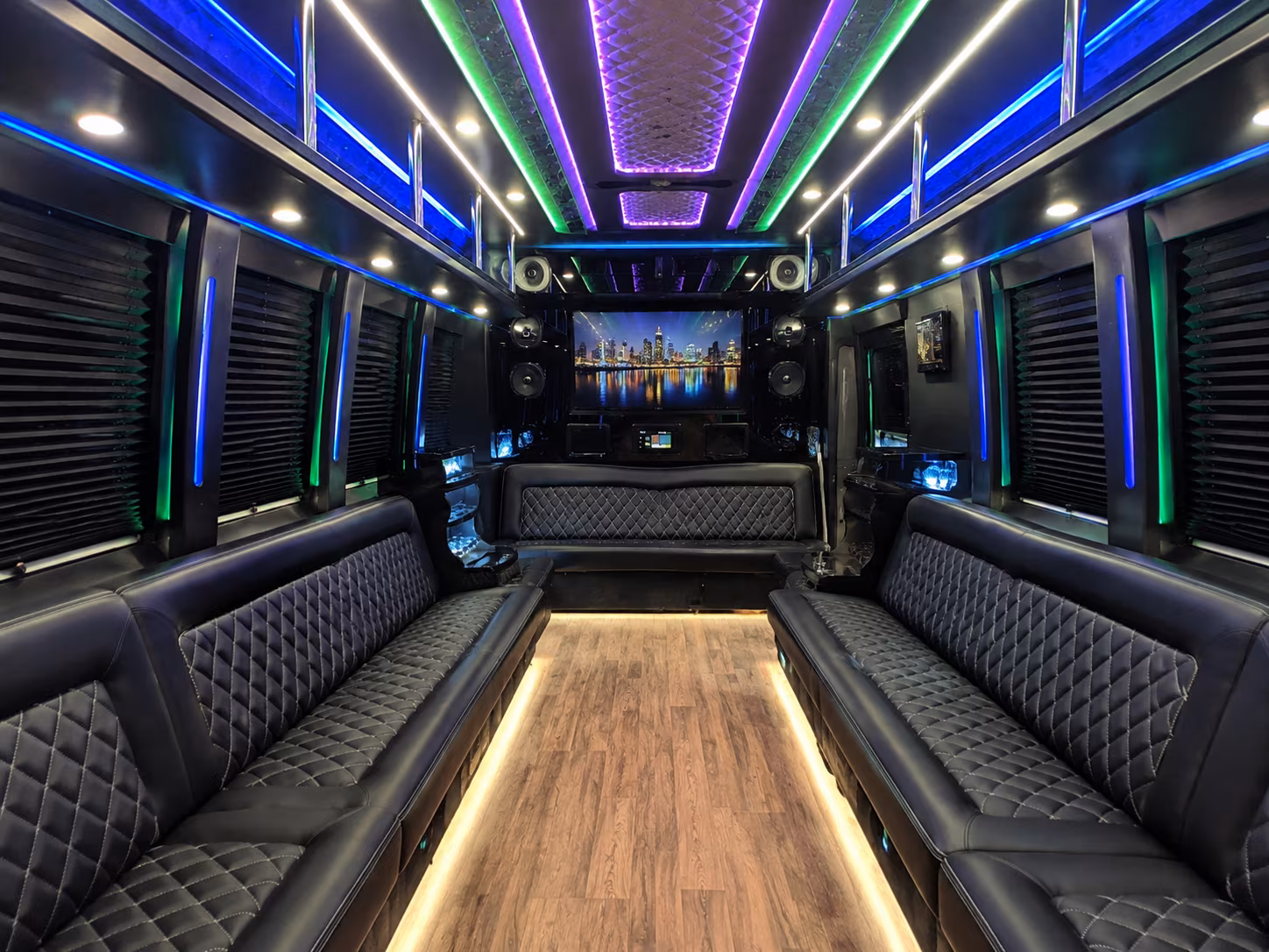 gainesville 25 passenger party bus interior